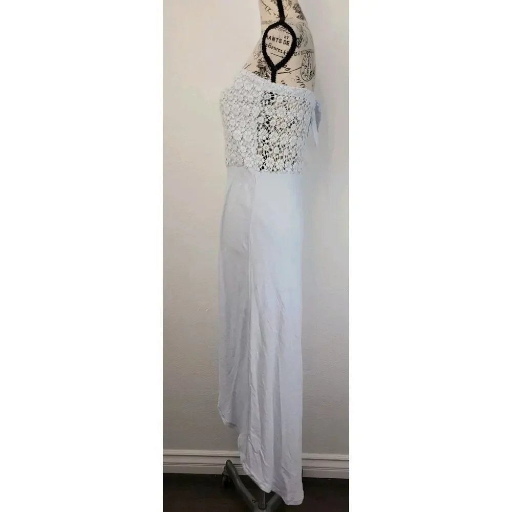 Abercrombie & Fitch Dress XS Asymmetric High Low Crochet Blue Cottage Bohemian